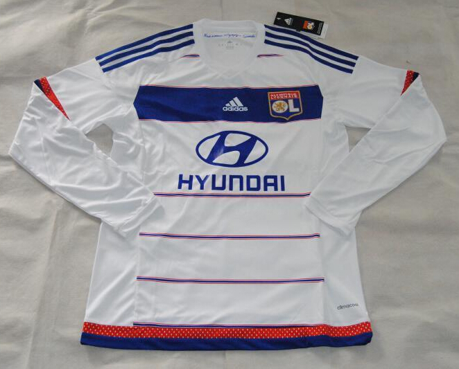 2015-16 Lyon Long Sleeve Home Soccer Jersey